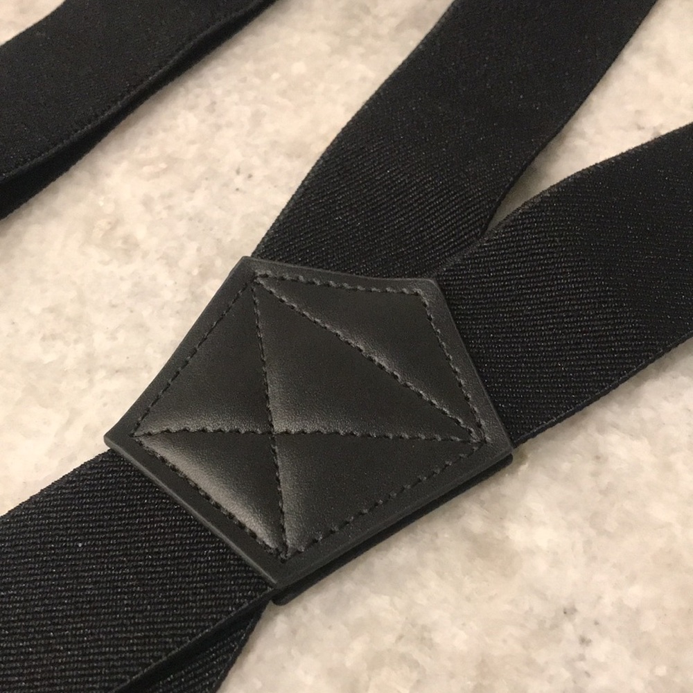 Suspenders Mens Black Adjustable Clip On Wide Stretch Eclectic Grandpa Preppy - Picture 3 of 4